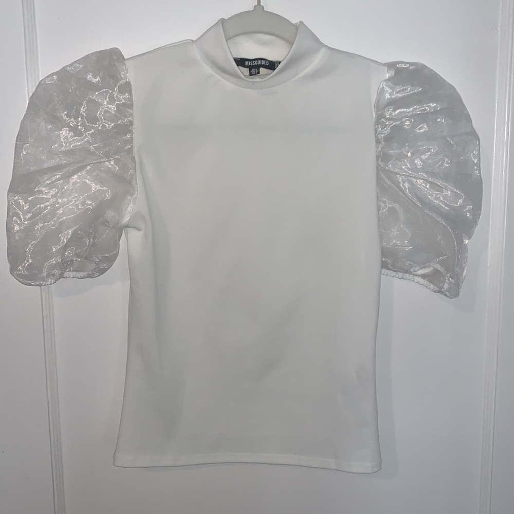 Organza puff sleeve top